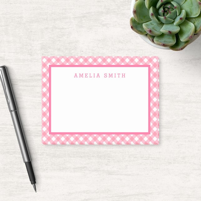Baby Pink Gingham with Border Post-it Notes (Creator Uploaded)