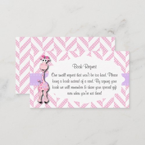 Baby Pink Giraffe Baby Boy Shower Book Request Enclosure Card