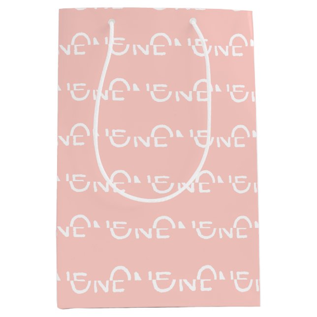 Baby Pink Girl's First Birthday Medium Gift Bag (Front)