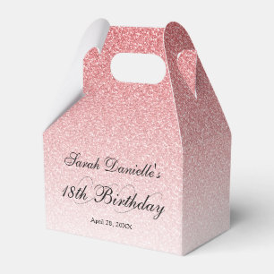 Baby Pink Glam Glitter Personalized Favor Boxes
