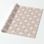 Baby Pink & Gold Confetti - Baby Girl Wrapping Paper (Unrolled)