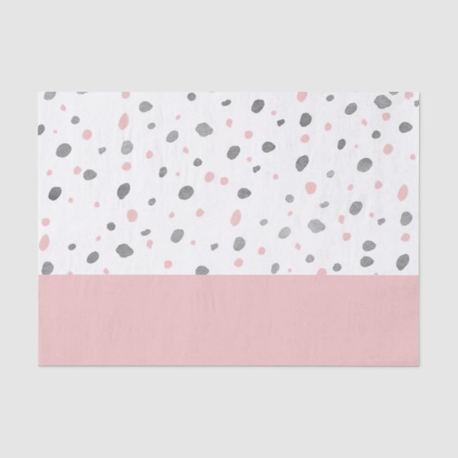 Baby pink gray watercolor polka dots pattern tissue paper (Front)