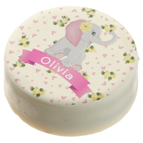 Baby Pink Grey Elephant Floral Baby Shower Chocolate Covered Oreo