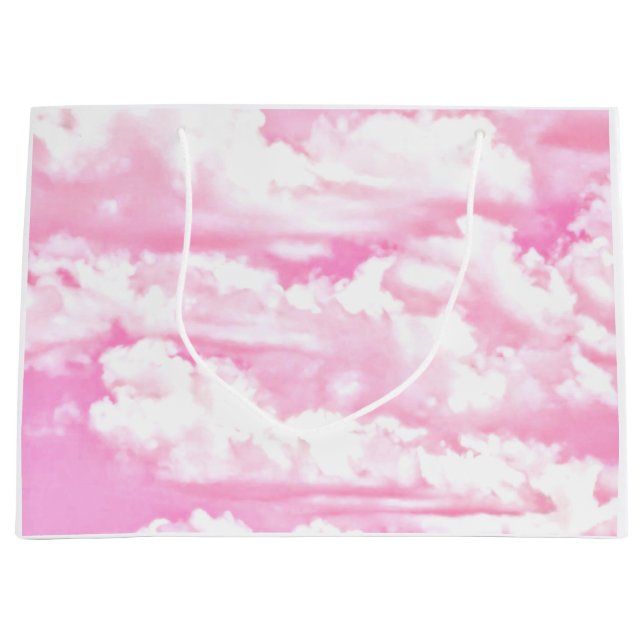 Baby Pink Happy Clouds Backgrouund Large Gift Bag (Front)