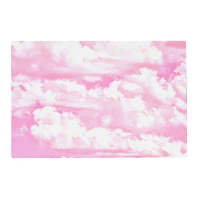 Baby Pink Happy Clouds Backgrouund Placemat (Front)