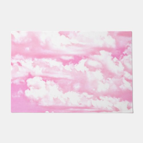 Baby Pink Happy Clouds Decor Doormat