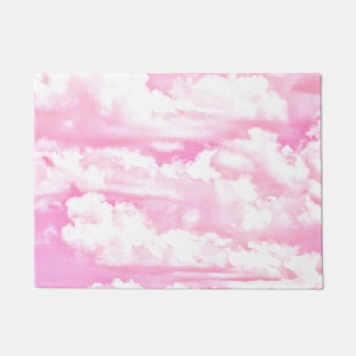 Baby Pink Happy Clouds Decor Doormat