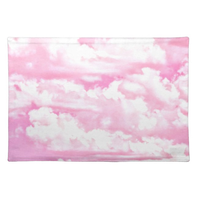 Baby Pink Happy Clouds Decor Placemat (Front)