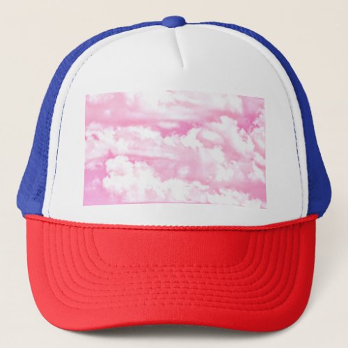 Baby Pink Happy Clouds Decor Trucker Hat