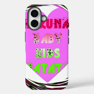 Baby Pink Hearts Hakuna Matata Baby Kids Design iPhone 16 Case
