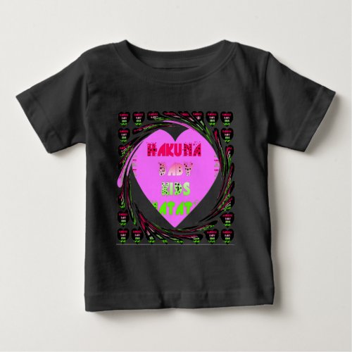 Baby Pink  Hearts Hakuna Matata Baby Kids Designp Baby T_Shirt