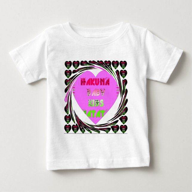Baby Pink  Hearts Hakuna Matata Baby Kids Design.p Baby T-Shirt (Front)
