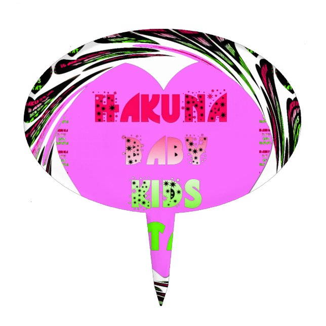 Baby Pink  Hearts Hakuna Matata Baby Kids Design.p Cake Topper (Front)
