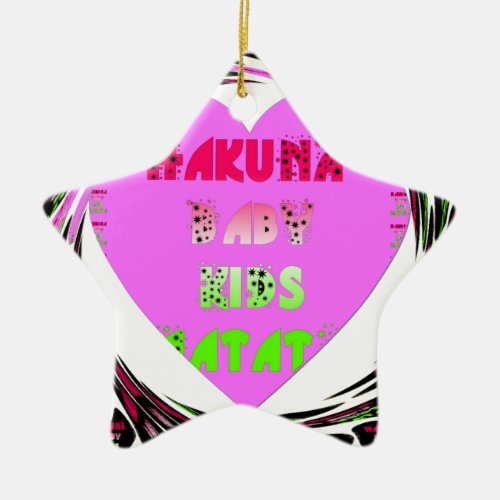 Baby Pink  Hearts Hakuna Matata Baby Kids Designp Ceramic Ornament