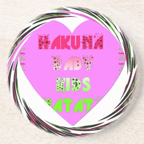 Baby Pink  Hearts Hakuna Matata Baby Kids Designp Coaster