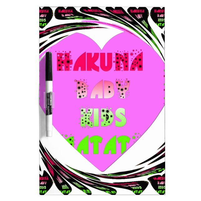Baby Pink  Hearts Hakuna Matata Baby Kids Design.p Dry-Erase Board (Front)