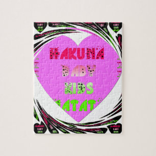 Baby Pink  Hearts Hakuna Matata Baby Kids Design.p Jigsaw Puzzle
