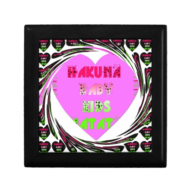 Baby Pink  Hearts Hakuna Matata Baby Kids Design.p Keepsake Box (Front)