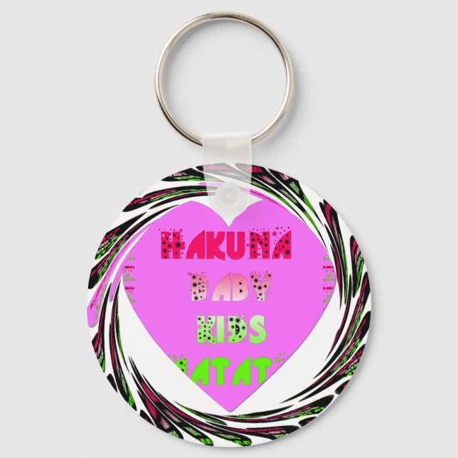 Baby Pink  Hearts Hakuna Matata Baby Kids Design.p Keychain (Front)