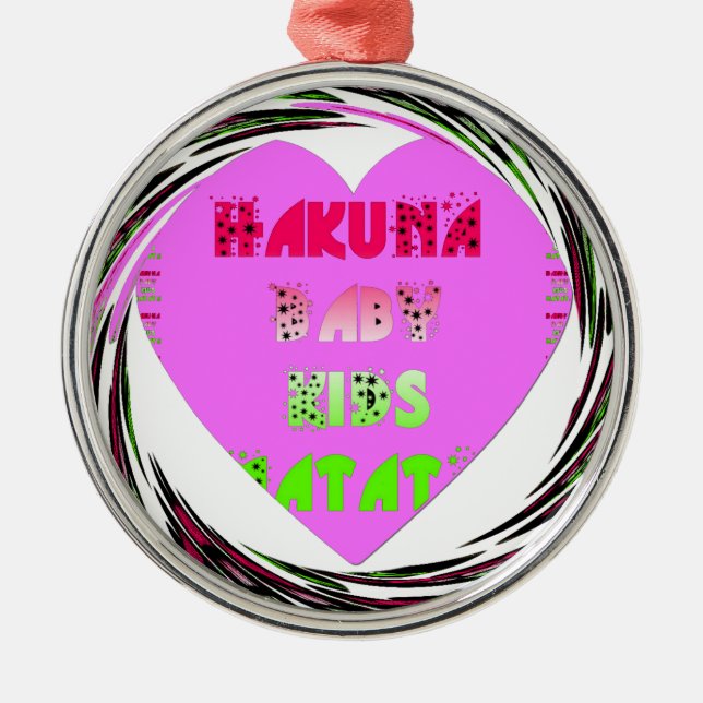 Baby Pink  Hearts Hakuna Matata Baby Kids Design.p Metal Ornament (Front)