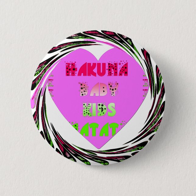 Baby Pink  Hearts Hakuna Matata Baby Kids Design.p Pinback Button (Front)