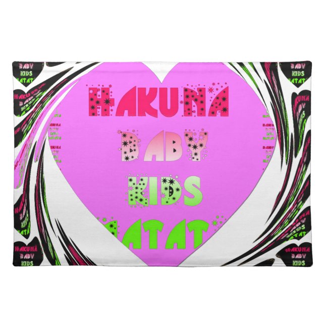 Baby Pink  Hearts Hakuna Matata Baby Kids Design.p Placemat (Front)
