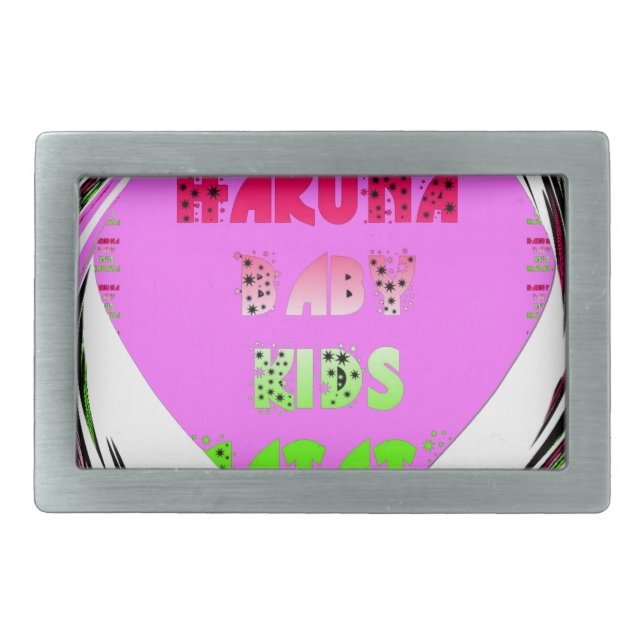 Baby Pink  Hearts Hakuna Matata Baby Kids Design.p Rectangular Belt Buckle (Front)