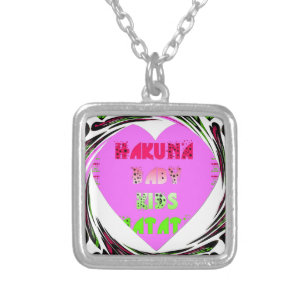 Baby Pink Hearts Hakuna Matata Baby Kids Design.p Silver Plated Necklace