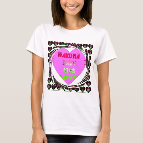 Baby Pink  Hearts Hakuna Matata Baby Kids Designp T_Shirt