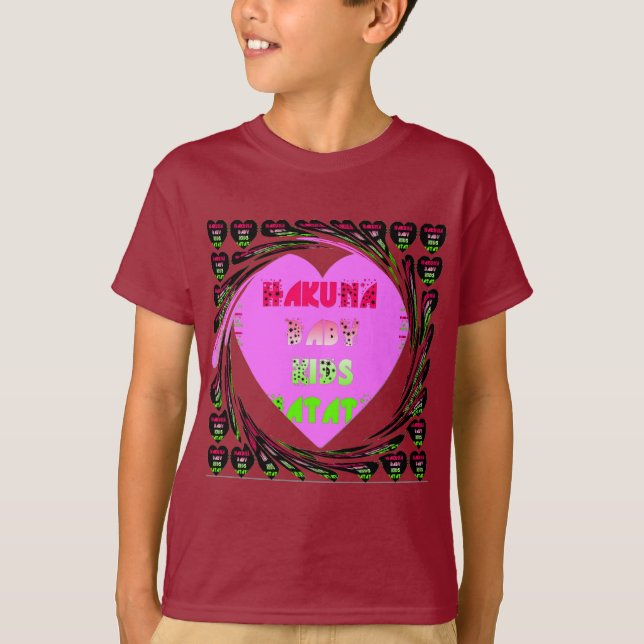 Baby Pink  Hearts Hakuna Matata Baby Kids Design.p T-Shirt (Front)