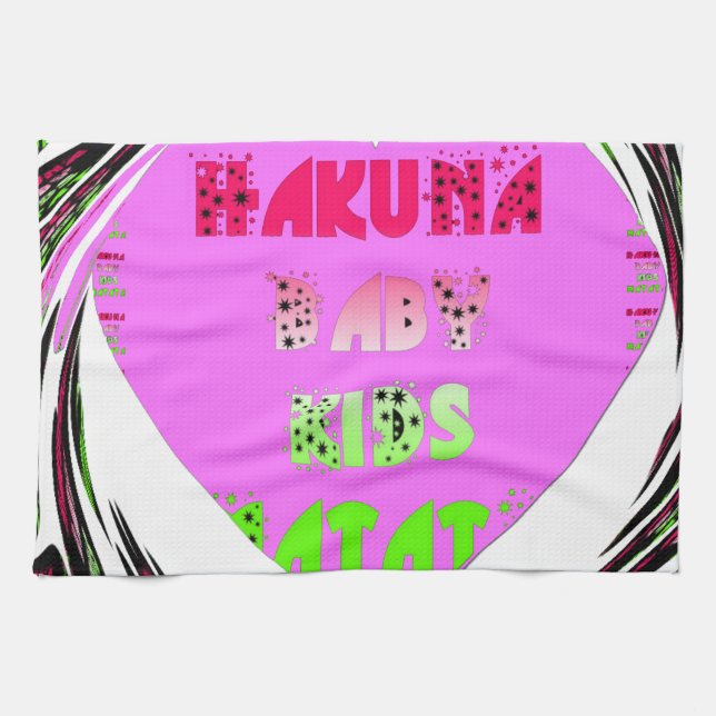 Baby Pink  Hearts Hakuna Matata Baby Kids Design.p Towel (Horizontal)