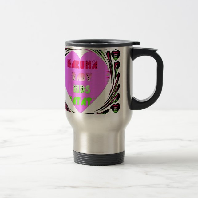 Baby Pink  Hearts Hakuna Matata Baby Kids Design.p Travel Mug (Right)