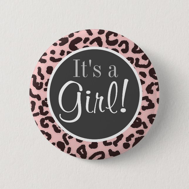 Baby Pink Leopard Animal Print Button (Front)