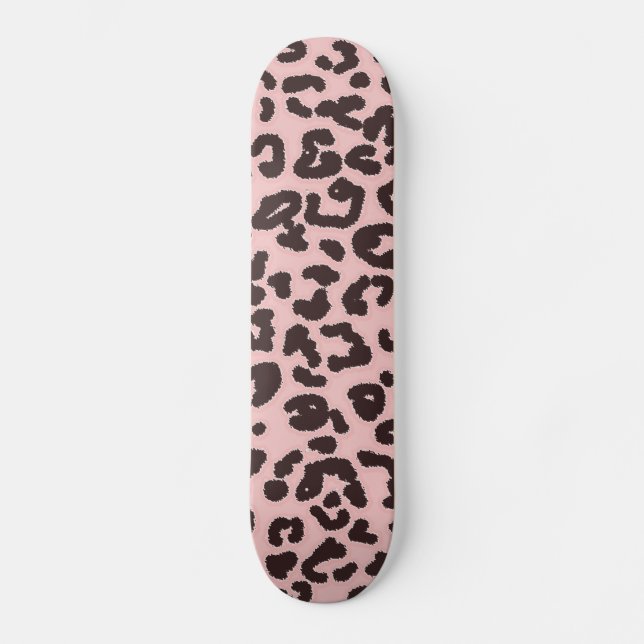 Baby Pink Leopard Animal Print Skateboard (Front)