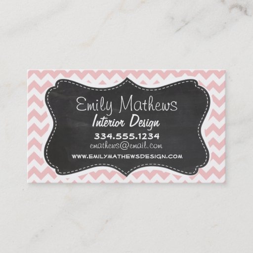 Customizable Baby Pink, Light Pink Chevron Stripes; Chalk Business Card Templates