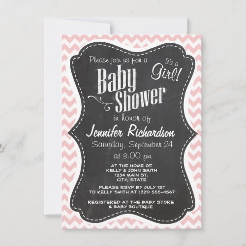 Baby Pink, Light Pink Chevron Stripes; Chalk Announcement