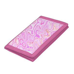 Baby Pink Marble Texture Abstract Liquid Paint Tri-fold Wallet