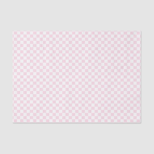 Baby Pink Modern Check Squares Pattern Gift Wrap Tissue Paper (Front)