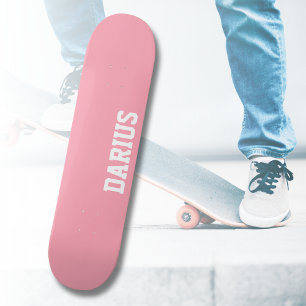 Baby Pink Modern Name Classic Trendy Skateboard