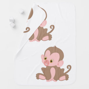 Baby Pink Monkey Baby Blanket