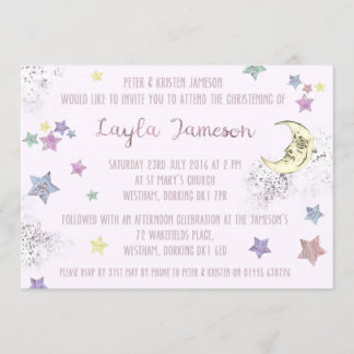Baby Pink Moon and Stars Party Invitation