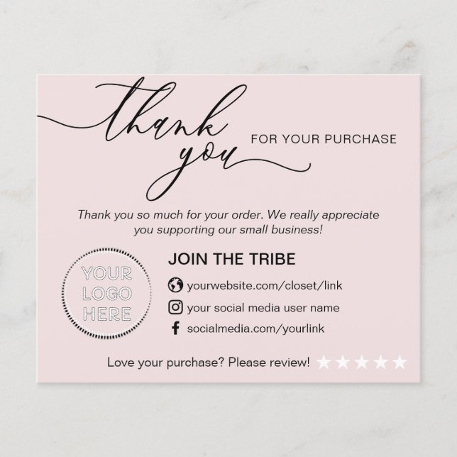Baby Pink Online Store Small Business Thank you Flyer (Front)
