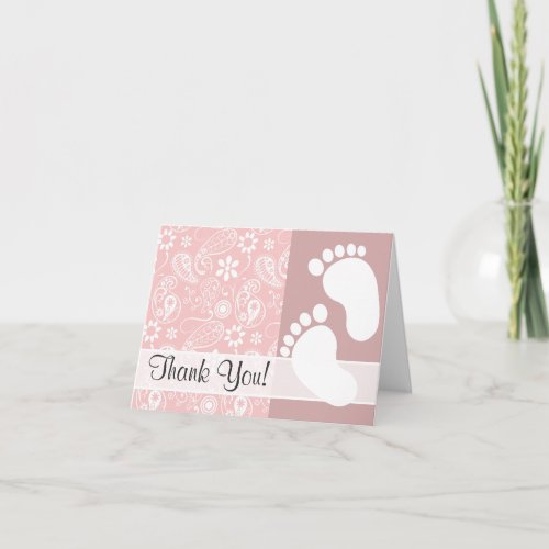 Baby Pink Paisley Thank You Card