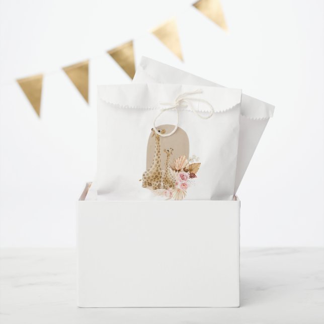 Baby Pink Pampas Grass Giraffe Baby Shower Favor Bag (Party)