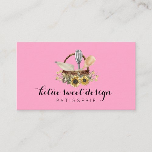Baby Pink Pastry Cake Decoration Artist Bakery Business Card