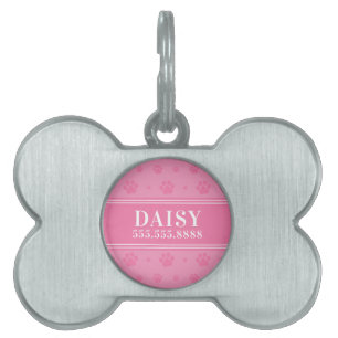 Baby Pink Paws Monogram Framed Pet Tag