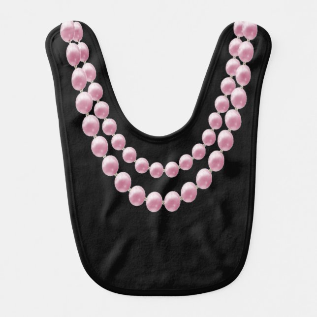 BABY Pink Pearls Paris Theme Shower Tiara Party Baby Bib (Front)