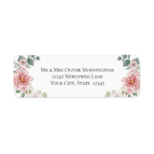 Baby Pink Peony  Flowers Wedding Label