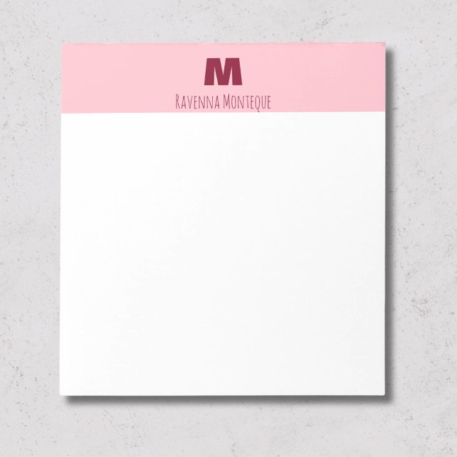 Baby Pink Personalized Name Letter Monogram Note (Creator Uploaded)
