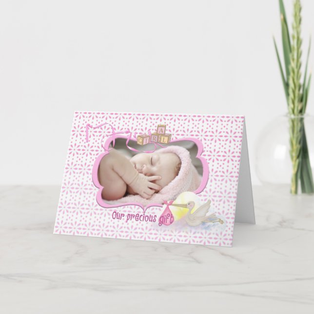 Baby Pink Photo Card Announcement (Front)